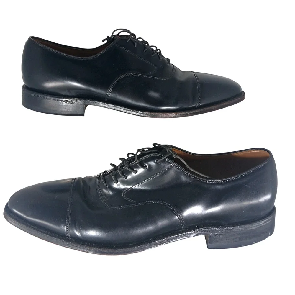 Johnston & Murphy Black‎ Leather Oxford Dress Shoes Mens Size 8.5 2AH